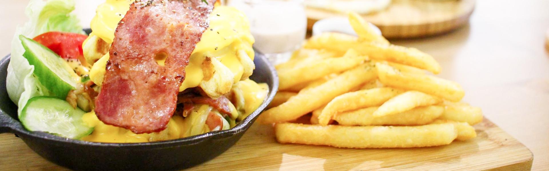 [ 信義安和站美食 ] Le Petit Waffle 蕾蓓蒂比利時鬆餅～鄉村風平價早午餐，鐵鍋雙層起司培根瓦芙