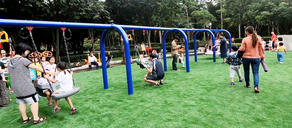 中和四號公園（八二三紀念公園）兼具知性、休憩、共融遊樂設施的親子公園