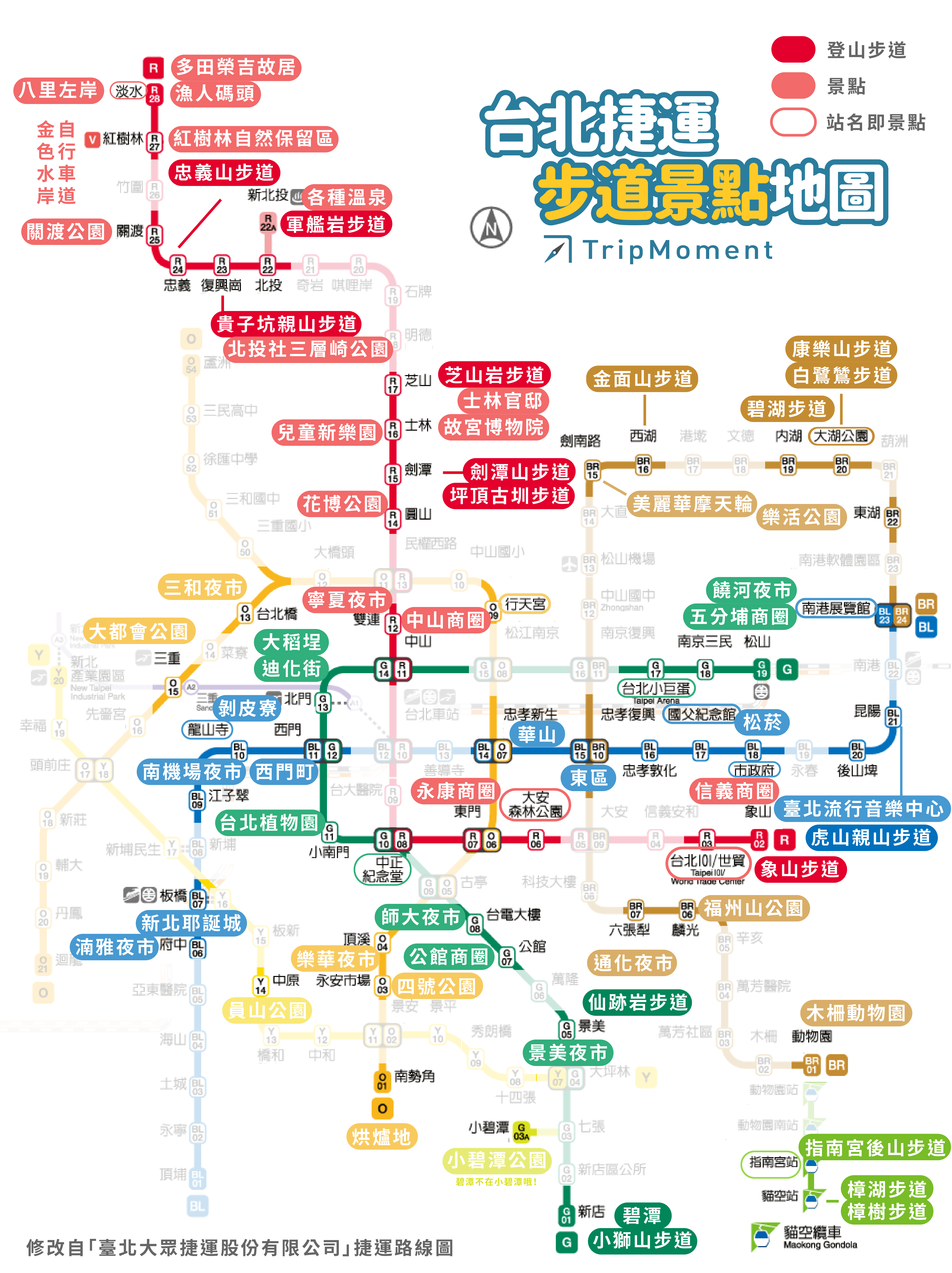 台北捷運怎麼玩？坐捷運就能到的「步道」、「景點」地圖全攻略整理，藍線紅線綠線文湖線環狀線一次搞定